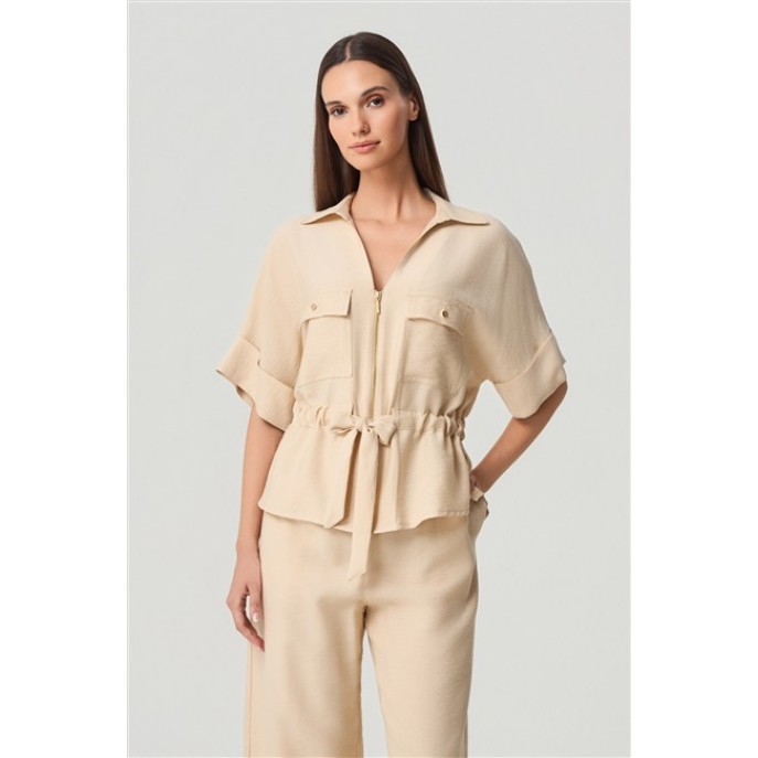 Batida blouse Jasje KM rits zakken 2481 Cream